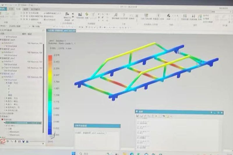 FEA stress plot of a frame structure